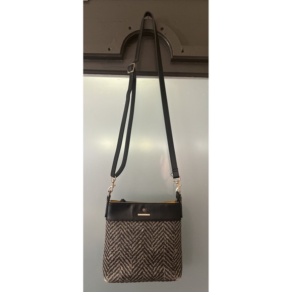 Spartina 449 Crossbody LORELEI Hipster Bag Slate Colored herringbone pattern - Picture 3 of 10